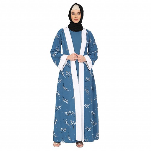 Layered abaya in French Blue